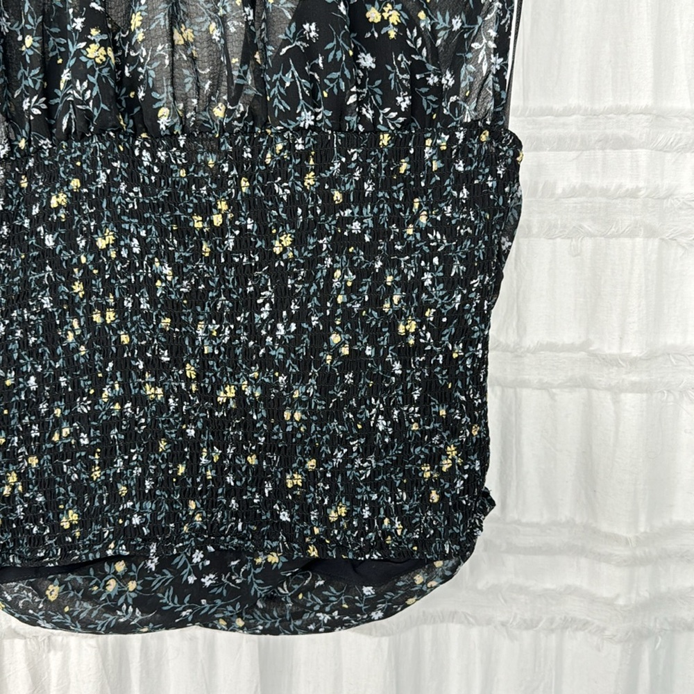 FREE PEOPLE BLACK FLORAL MA CHERIE CHIFFON TOP - Picture 6 of 6